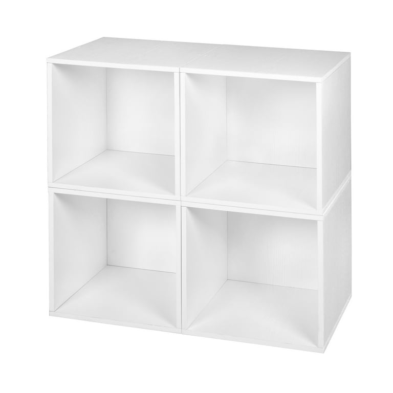 Niche Cubo Storage Organizer Open Bookshelf Set- 4 Cubes- White Wood Grain  