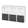 thumbnail image 1 of Niche Cubo Storage Organizer Open Bookshelf Set- 6 Cubes 3 Canvas Bins- White Wood Grain/Grey, 1 of 6