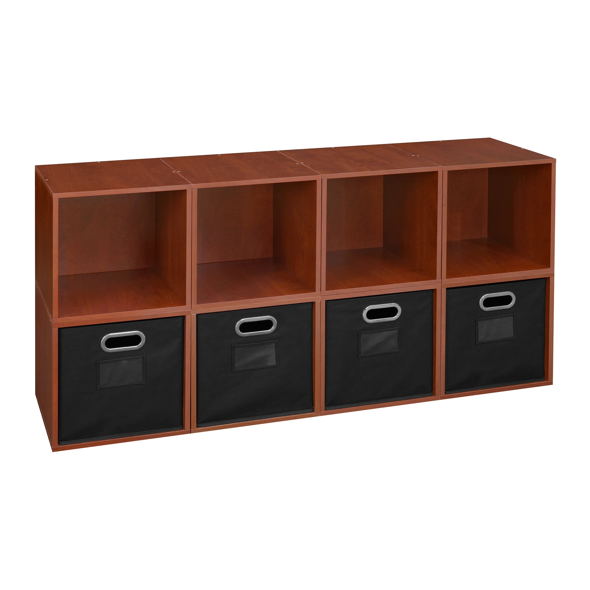 Niche Cubo Storage Organizer Open Bookshelf Set- 8 Cubes 4 Canvas Bins ...