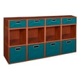 thumbnail image 1 of Niche Cubo Storage Organizer Open Bookshelf Set- 8 Full Cubes/4 Half Cubes with Foldable Storage Bins- Cherry/Teal, 1 of 7