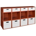thumbnail image 1 of Niche Cubo Storage Organizer Open Bookshelf Set- 8 Full Cubes/4 Half Cubes with Foldable Storage Bins- Cherry/White, 1 of 8