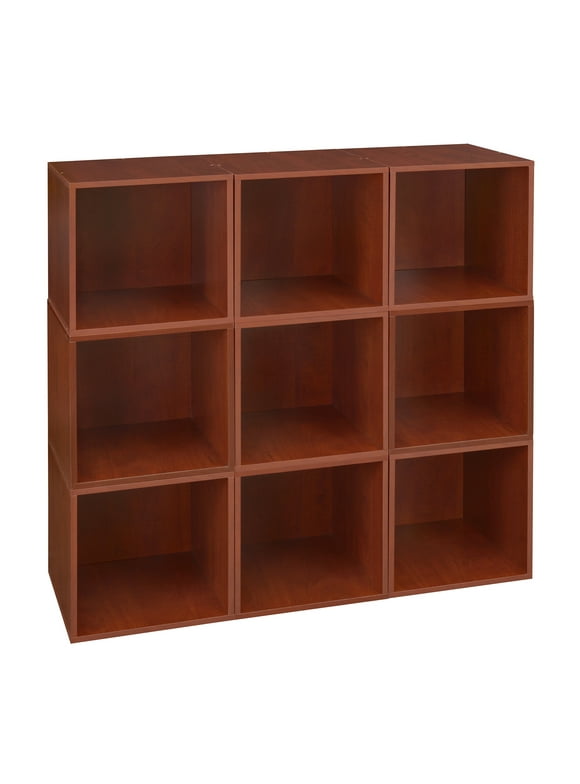 Niche Cubo Storage Organizer Open Bookshelf Set- 9 Cubes- Warm Cherry