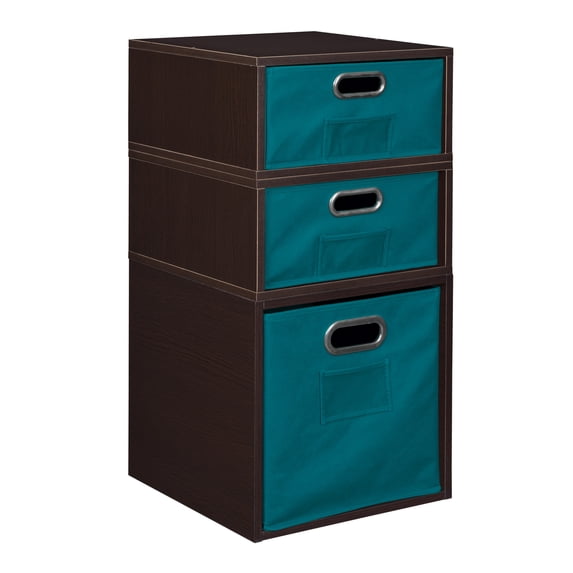 Niche Cubo Storage Set- 1 Full Cube/2 Half Cubes with Foldable Storage Bins- Truffle/Teal