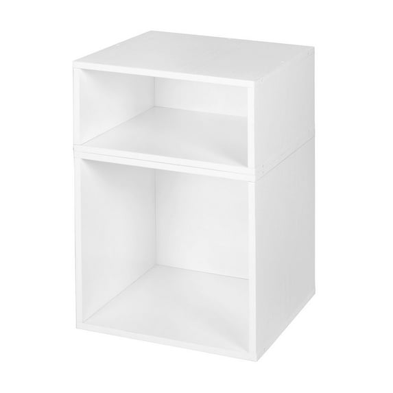 Niche Cubo Storage Set- 1 Half Cube/1 Full Cube- White Wood Grain