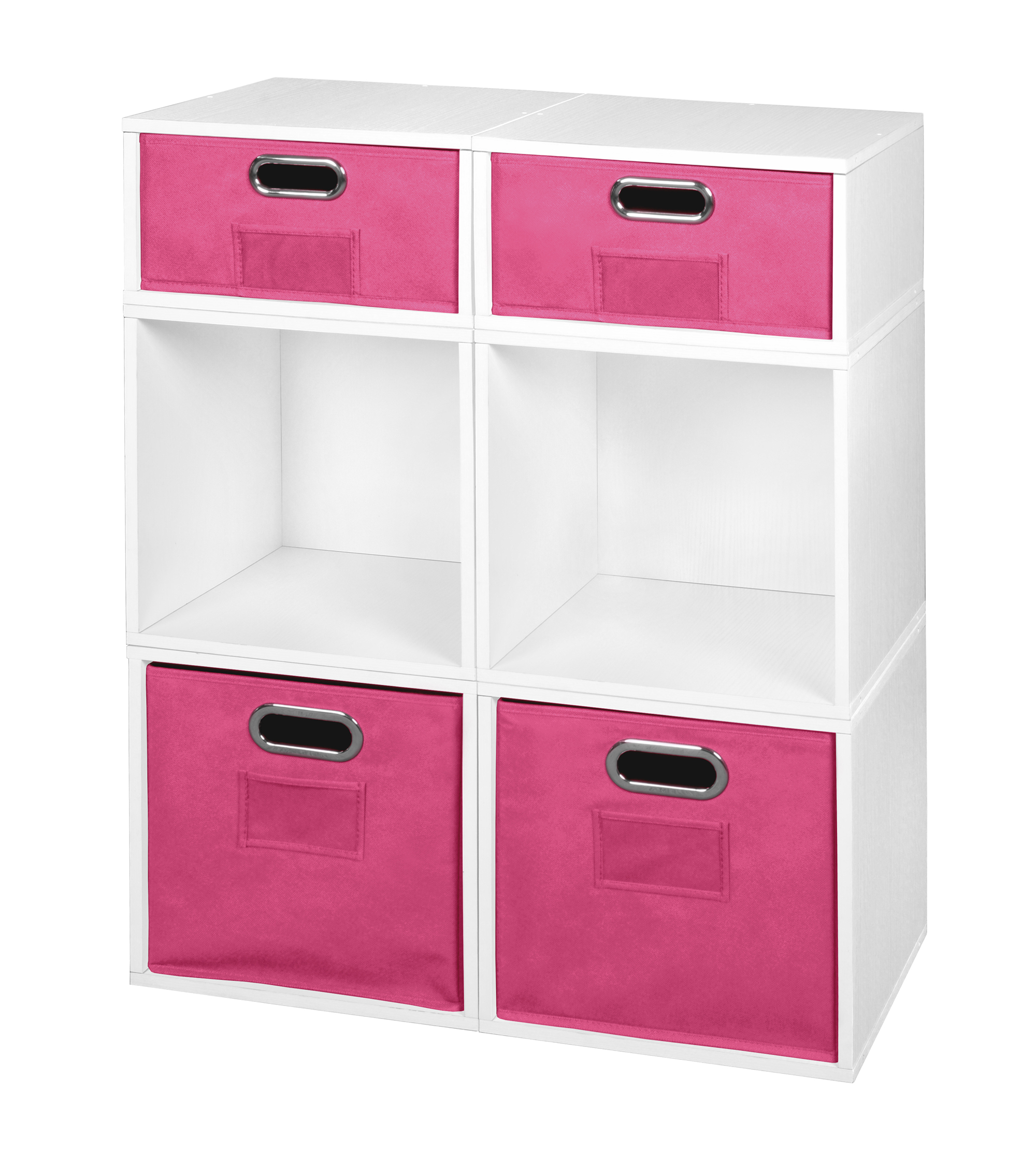 Niche Cubo Storage Set- 4 Full Cubes/2 Half Cubes with Foldable Storage Bins- White Wood Grain/Pink - image 1 of 10