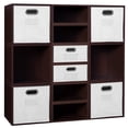 thumbnail image 1 of Niche Cubo Storage Organizer Open Bookshelf Set- 6 Full Cubes/6 Half Cubes with Foldable Storage Bins- Truffle/White, 1 of 6