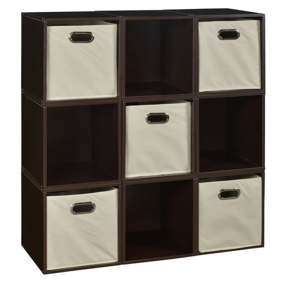 Niche Cubo Storage Set - 9 Cubes and 5 Canvas Bins- Truffle/Natural