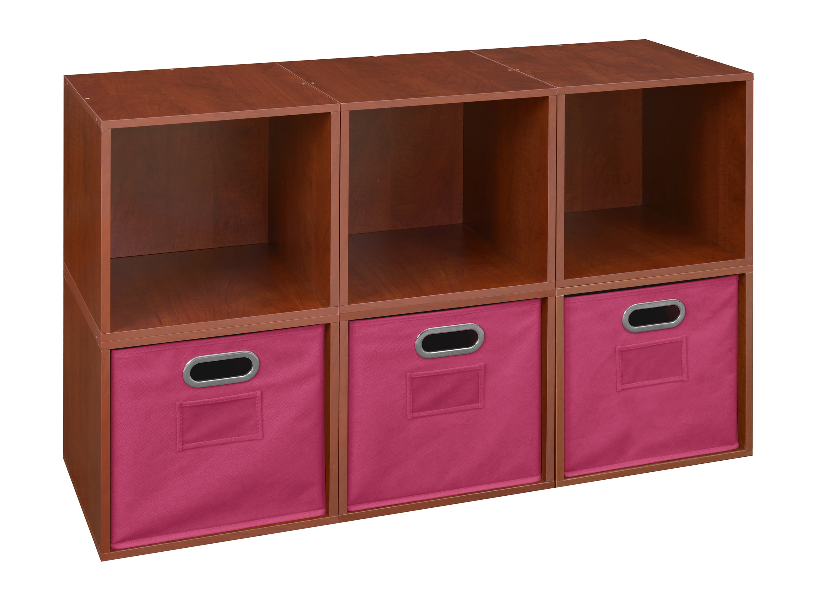 Niche Cubo Storage Set of 6 Cubes, Cherry and 3 Canvas Bins- Pink ...