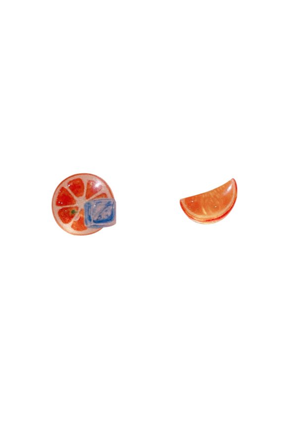 Niche-Design Asymmetrical Orange Resin Stud Earrings