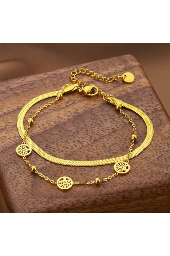 Niche Design Pachira Macrocarpa Double Layer Twin Bracelet For Women