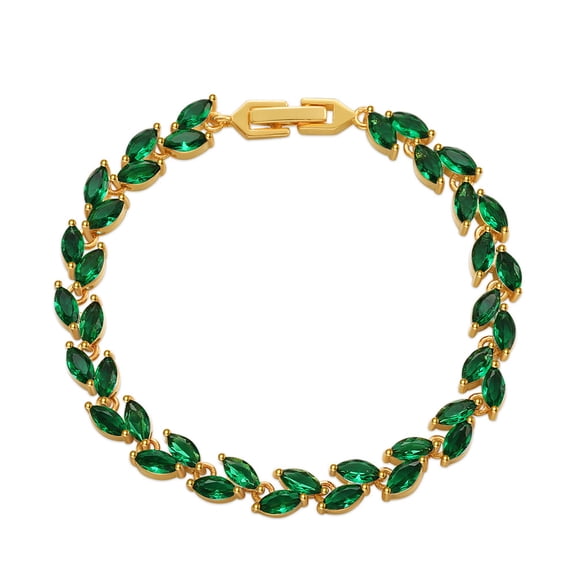 Niche Leaf Glass Material Emerald Elegant High-Grade Bracelet Affordable Luxury Style Exquisite Bracelet Plated With Gold