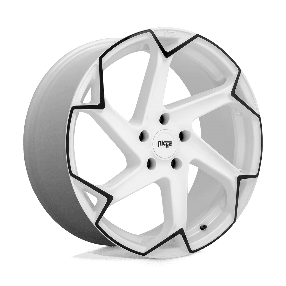 Niche M257 Flash 20X10.5 5X112 27Et 66.5Cb Gloss White With Black Wheel