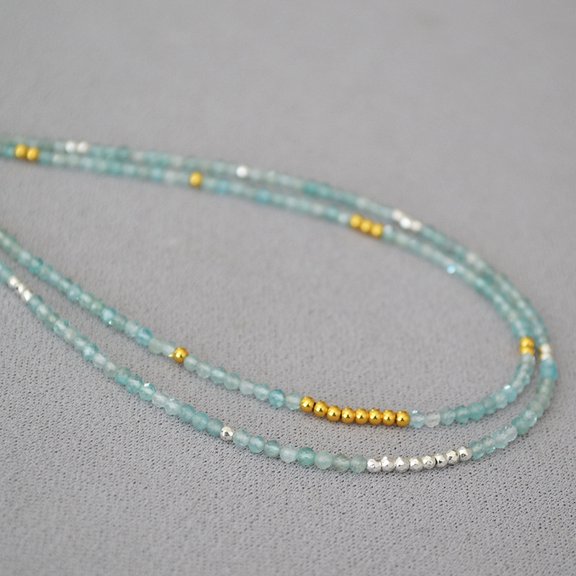 Niche Original Simplicity Aquamarine Real Stone Beaded Fine Necklace