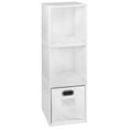 thumbnail image 1 of Niche Cubo Storage Organizer Open Bookshelf Set- 3 Cubes 1 Canvas Bin- White Wood Grain/White, 1 of 6