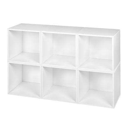Niche Cubo Storage Organizer Open Bookshelf Set- 6 Cubes- White Wood Grain