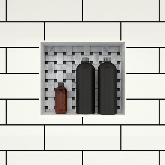 Niche Single Recessed Shower Shelf Black, One Inner Shelf, 16-Inch Width x 14-Inch Height x 4-Inch Depth | 16-Inch Width, 14-Inch Height, 4-Inch Depth, 620