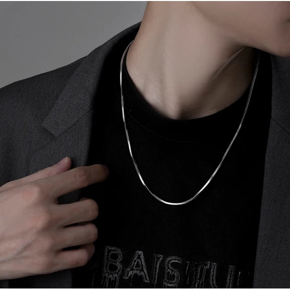 Niche Square Men's Titanium Steel Snake Chain Necklace