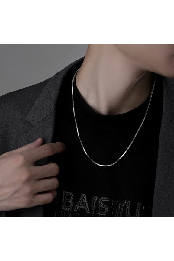 Niche Square Men's Titanium Steel Snake Chain Necklace