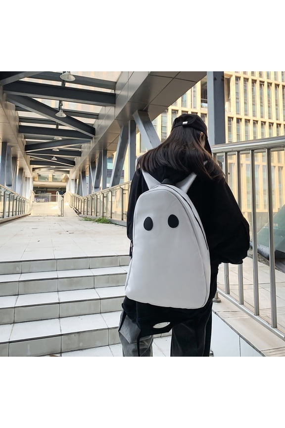 Niche Ugly Cute Ghost Ghost Large Capacity Backpack,White
