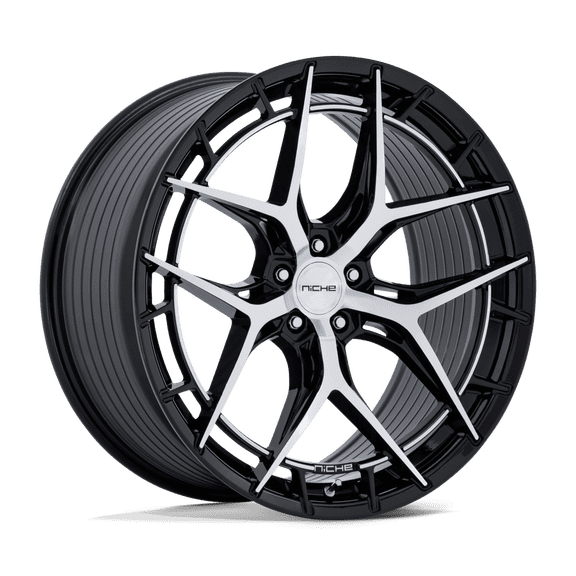 Niche Wheels - Riviera - 22in, Flow Formed Aluminum, Gloss Black W/ Machined Face, 22X10.5, 5X120, 38mm, 194933429295, SAEJ2530