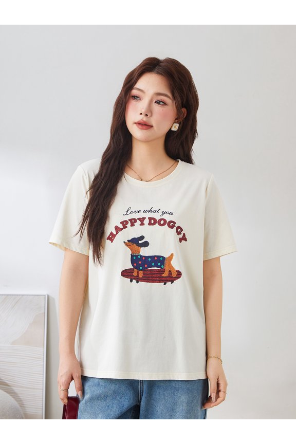 Niche dachshund print T-shirt