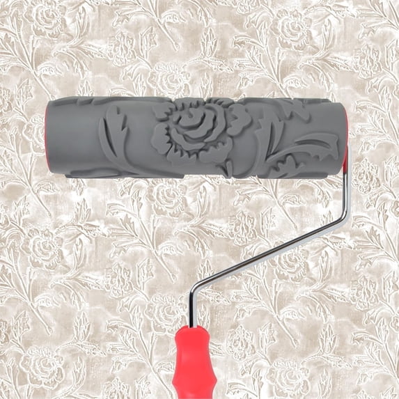 Nichiyo 10 inch Rose Floral Pattern Paint Roller, Vintage Embossed Texture Roller for Walls Furniture, Decorative Rose Flower Pattern Roller for DIY Home Decor