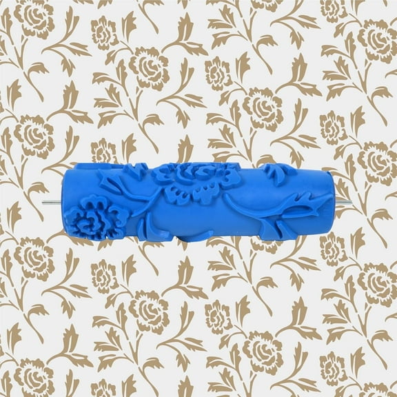 Nichiyo 7 inch Floral Pattern Texture Paint Roller - Rubber DIY Wall Decor Tool, Reusable & Washable for Covering Wall Flaws (EG110C)