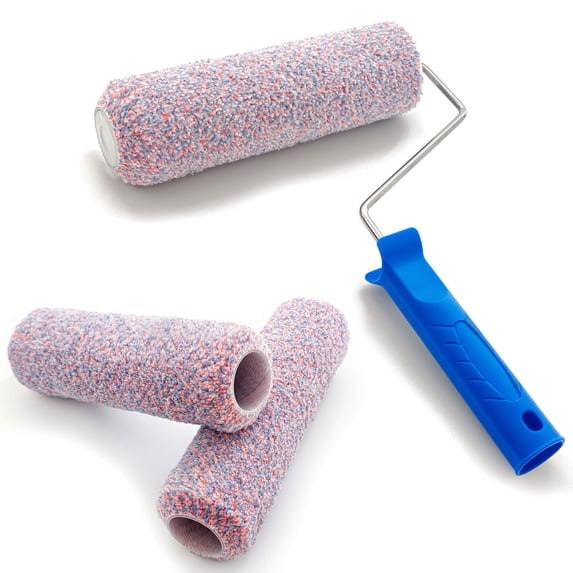 Nichiyo 4-Piece 9 inch Paint Roller Kit with 3 Microfiber Covers, for Walls Ceilings Furniture, Washable Reusable, Purple