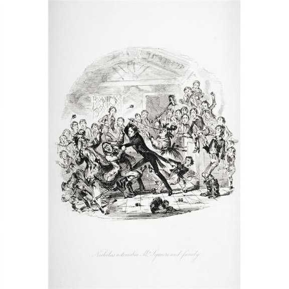 Nicholas Astonishes Mr. Squeers & Family. Illustration From the Charles Dickens Poster Print, 24 x 36