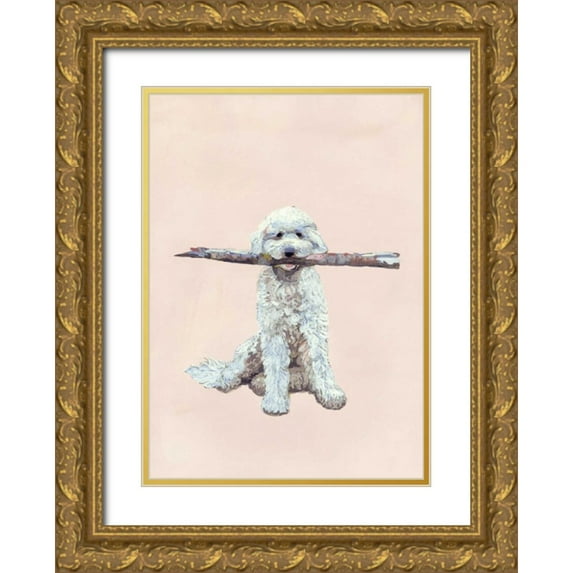 Nicholas, Debbie 11x14 Gold Ornate Wood Framed with Double Matting Museum Art Print Titled - Playful Pups II