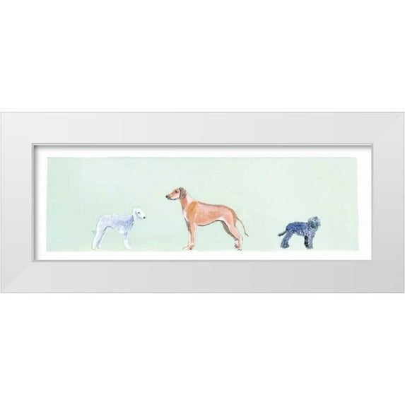 Nicholas, Debbie 14x7 White Modern Wood Framed Museum Art Print Titled - Dogs Panel I