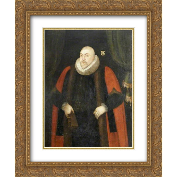 Nicholas Hilliard 2x Matted 20x24 Gold Ornate Framed Art Print 'Christopher Wise, Mayor of Totnes'