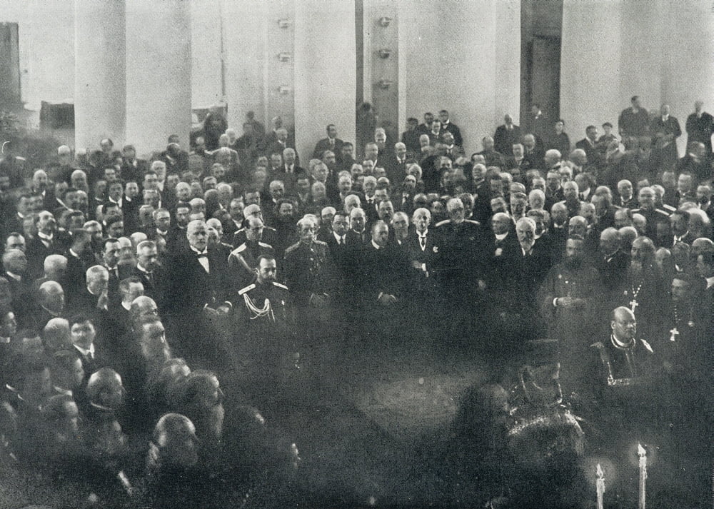 Nicholas Ii Last Emperor Of Russia 1868 To 1918 1916 Attends The Duma Or State Deliberative Assembly 1916 Photograph From L Illustration Magazine 1916 Canvas Art - Ken Welsh  Design Pics (34 x 24)