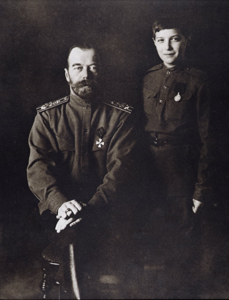 Nicholas Ii Last Emperor Of Russia 1868 To 1918 With His Son Alexis 1904 To 1918 Photograph From L Illustration Magazine 1916 Canvas Art - Ken Welsh Design Pics (12 x 16)
