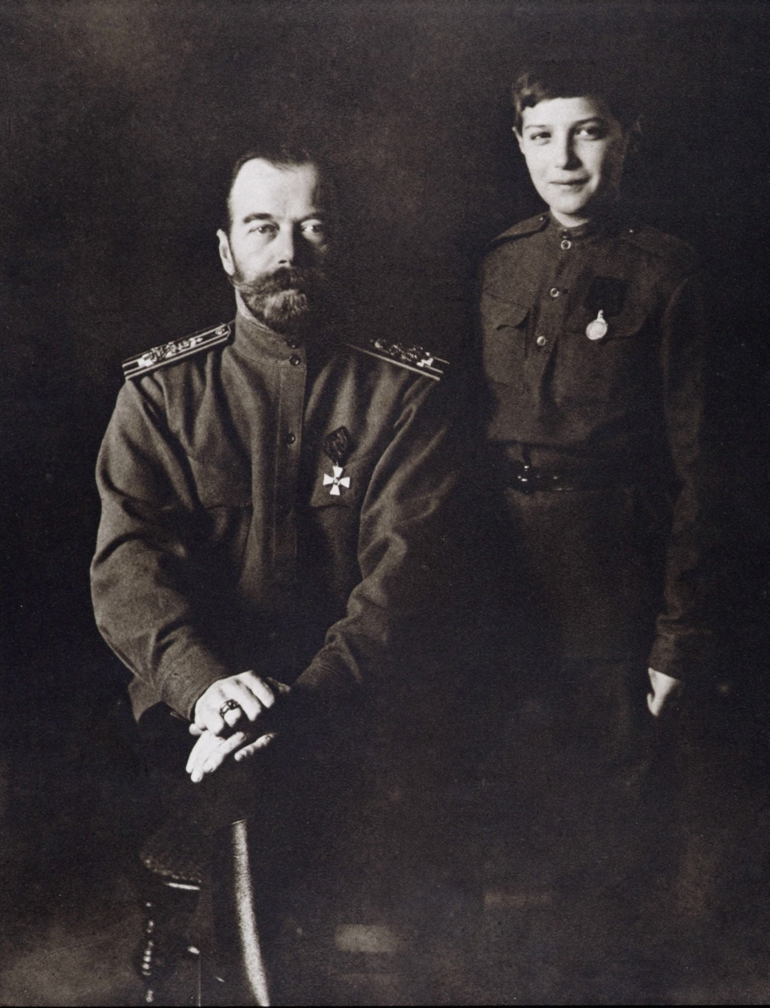 Nicholas Ii Last Emperor Of Russia 1868 To 1918 With His Son Alexis 1904 To 1918 Photograph From L Illustration Magazine 1916 Canvas Art - Ken Welsh Design Pics (24 x 32)