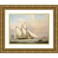 thumbnail image 1 of Nicholas Matthew Condy 14x12 Gold Ornate Wood Frame and Double Matted Museum Art Print Titled - A Yacht and a Norwegian Coaster in a Storm, 1 of 4
