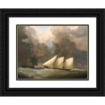 thumbnail image 1 of Nicholas Matthew Condy 24x19 Black Ornate Framed Double Matted Museum Art Print Titled: The Thousand Guinea Match Between Henry Bradley's Brig the Water Witch and Lord Belfast's Sc, 1 of 5