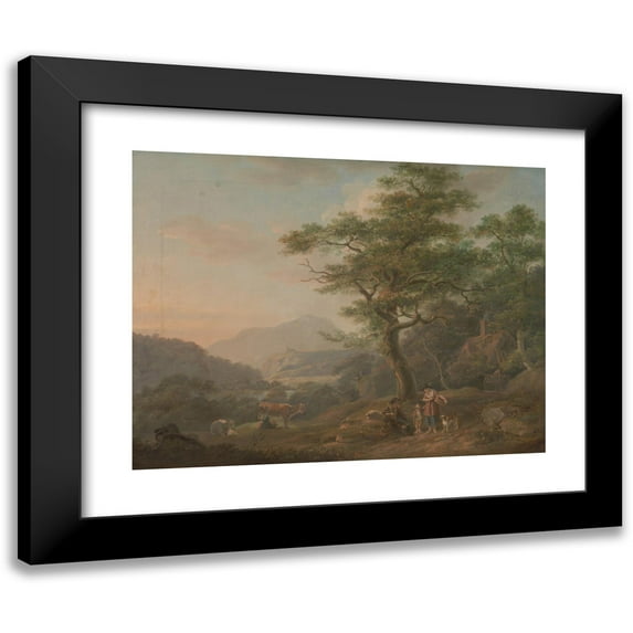 Nicholas Pocock 24x19 Black Modern Framed Museum Art Print Titled - A Landscape with Figures