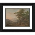 thumbnail image 1 of Nicholas Pocock 24x19 Black Ornate Framed Double Matted Museum Art Print Titled: A Landscape with Figures, 1 of 5