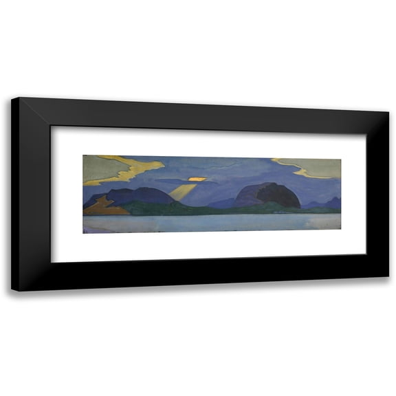 Nicholas Roerich 14x7 Black Modern Framed Museum Art Print Titled - Sunset - the Castle Mount