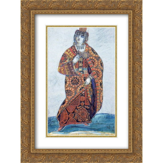Nicholas Roerich 2x Matted 18x24 Gold Ornate Framed Art Print 'Yaroslavna'