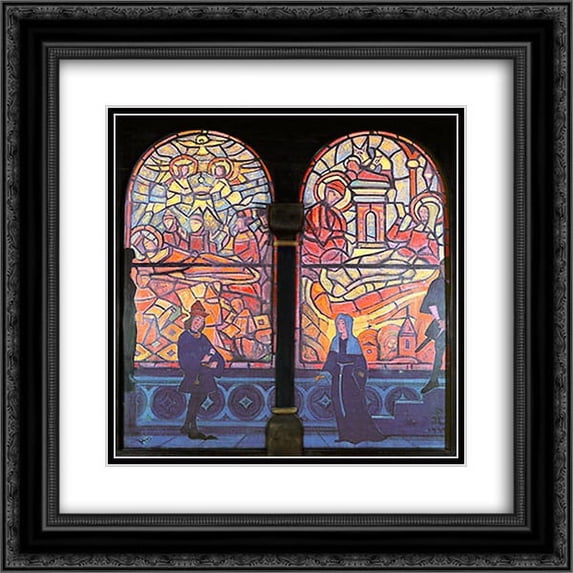 Nicholas Roerich 2x Matted 20x20 Black Ornate Framed Art Print 'Mystery of Rose'