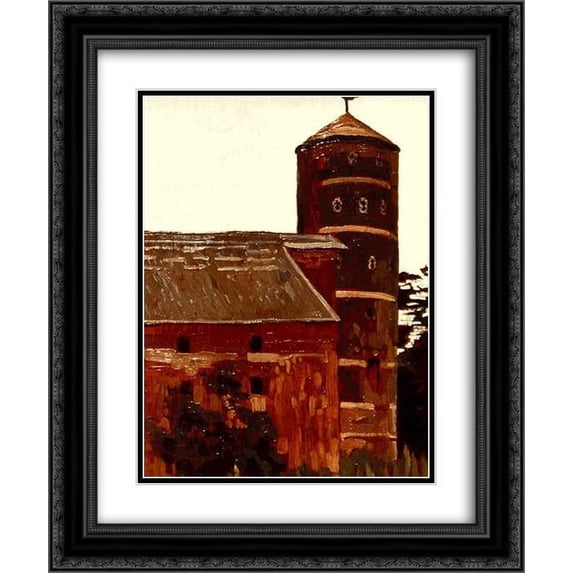Nicholas Roerich 2x Matted 20x24 Black Ornate Framed Art Print 'Kovno. Castle of crusaders.'