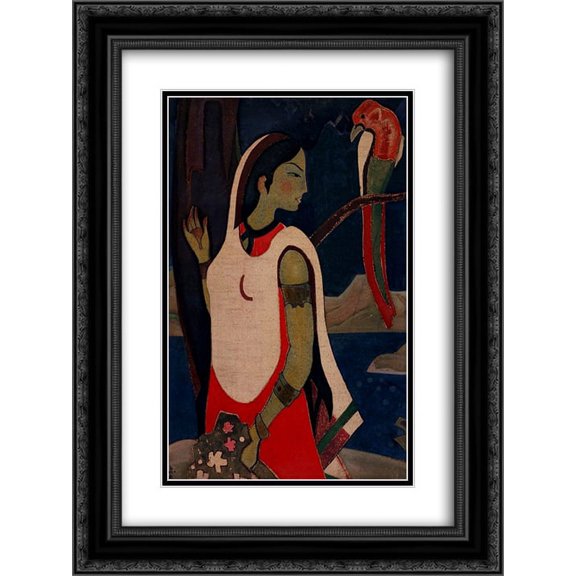 Nicholas Roerich 2x Matted 20x24 Black Ornate Framed Art Print 'Language of bird'