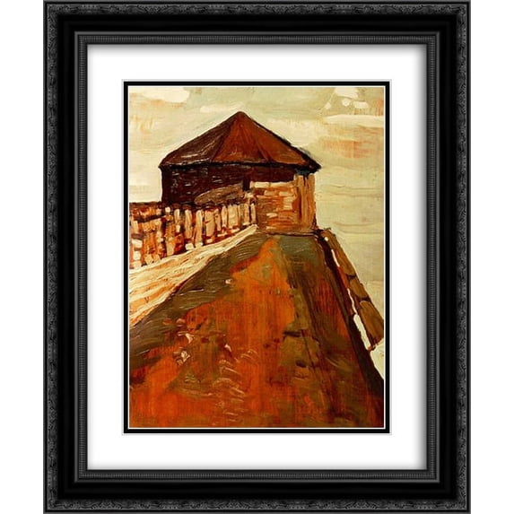 Nicholas Roerich 2x Matted 20x24 Black Ornate Framed Art Print 'Watchtower in Novgorod'