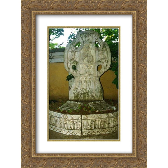 Nicholas Roerich 2x Matted 20x24 Gold Ornate Framed Art Print 'Headstone of Rimsky-Korsakov grave'