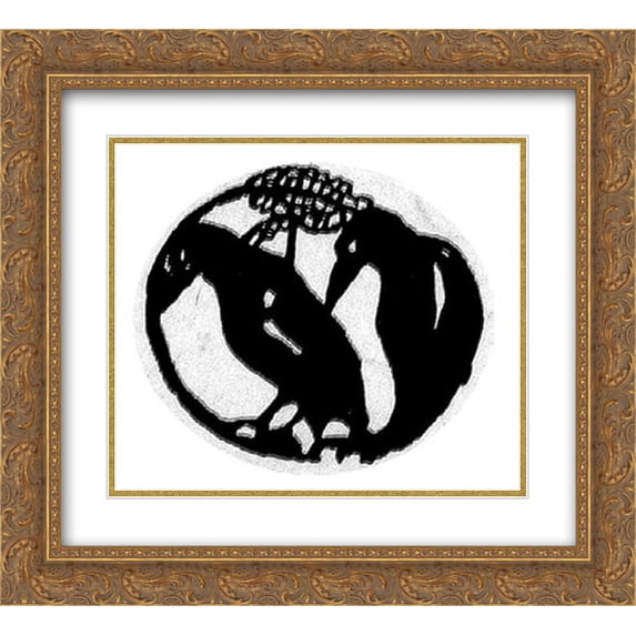 Nicholas Roerich 2x Matted 22x20 Gold Ornate Framed Art Print 'Crows'
