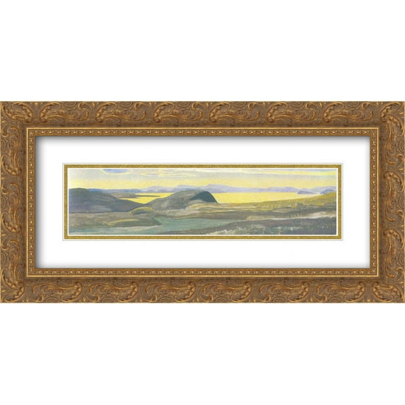 Nicholas Roerich 2x Matted 24x14 Gold Ornate Framed Art Print 'Ladoga'