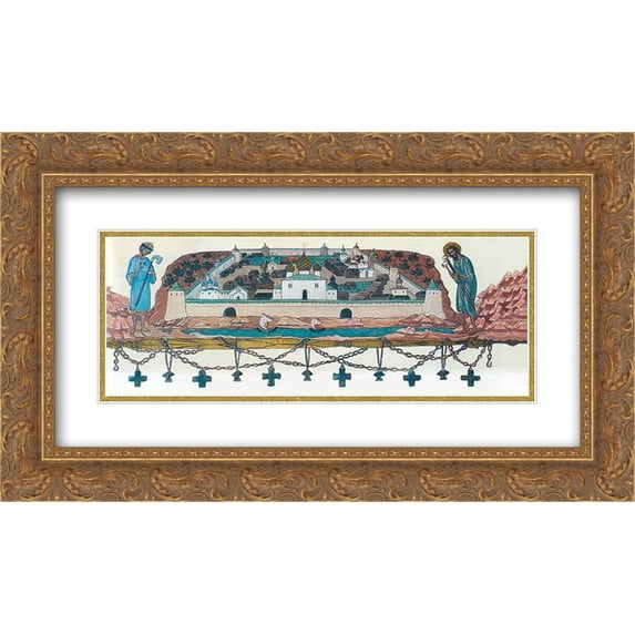 Nicholas Roerich 2x Matted 24x14 Gold Ornate Framed Art Print 'Procopius the Righteous'