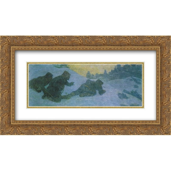Nicholas Roerich 2x Matted 24x14 Gold Ornate Framed Art Print 'Spies'